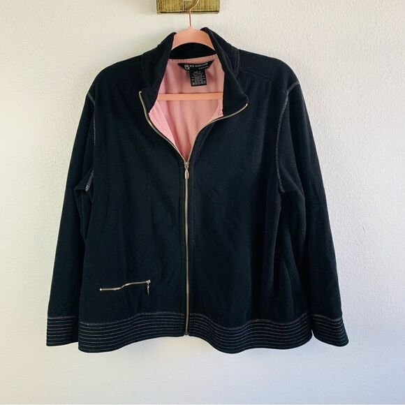 BC Clothing Black Silver Full Zip Fleece Jacket - Picture 1 of 3